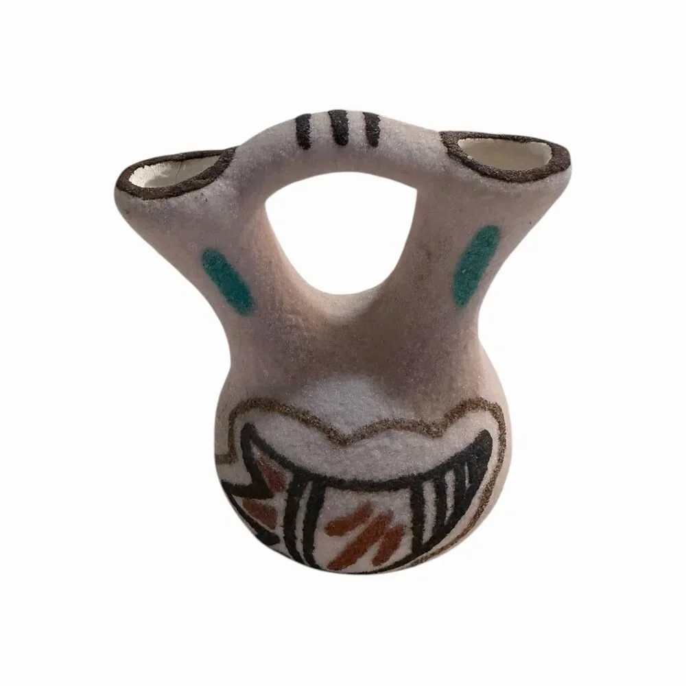 Vintage Mini Wedding Vase Southwestern Double Spout Pottery Decor
